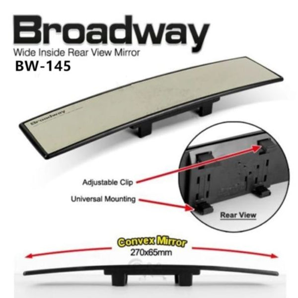 Black Tint 270mm NAPOLEX Broadway Convex Wide Car Rear View Mirror