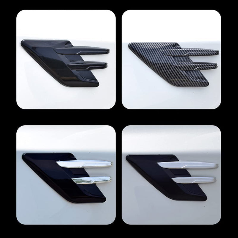 2pcs Black Car Fender Side Vents Compatible Decorative Air Flow Intake For Exterior Parts in ABS