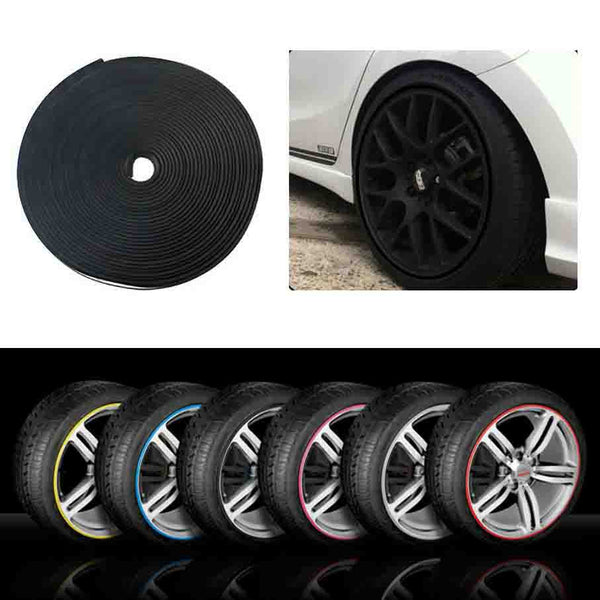 Alloy Wheel Edge Ring Rim Protectors Tyres Tire Guard Rubber Moulding-Black