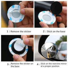 BLIND SPOT ROUND WIDE ANGLE ADJUSTABLE CONVEX REAR VIEW MIRROR - PACK OF 2