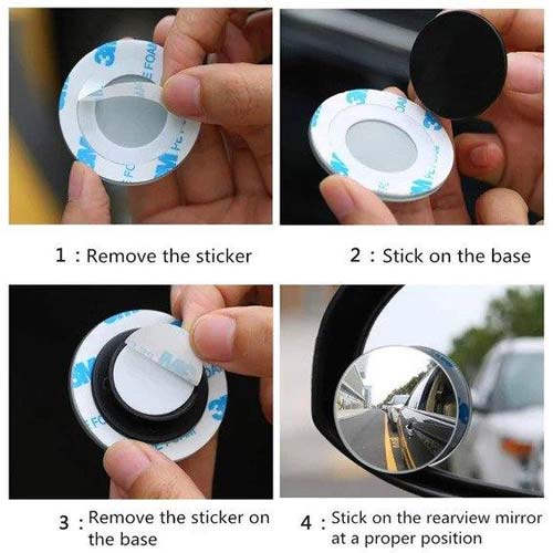 BLIND SPOT ROUND WIDE ANGLE ADJUSTABLE CONVEX REAR VIEW MIRROR - PACK OF 2