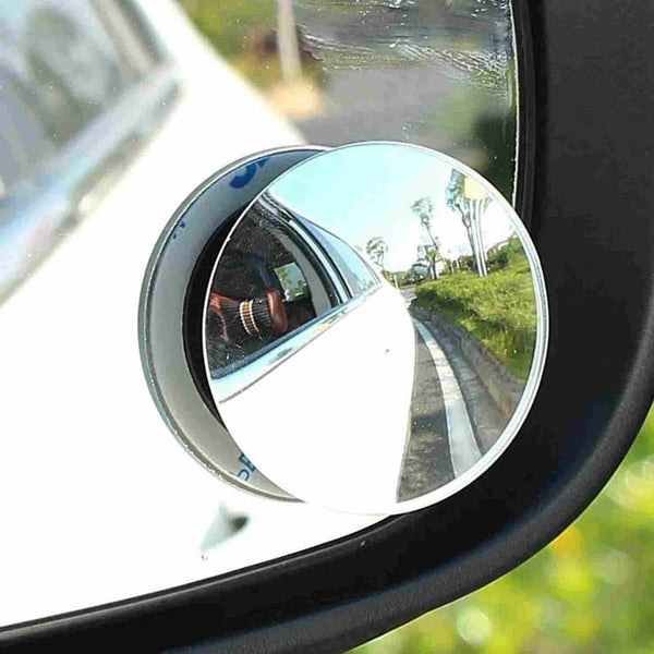 BLIND SPOT ROUND WIDE ANGLE ADJUSTABLE CONVEX REAR VIEW MIRROR - PACK OF 2