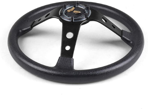 Blue 14inch 350mm Racing PU Leather Steering Wheel Aluminum Alloy Deep Corn Dish Sport Drifting Steering Wheels Universal Suitable for car