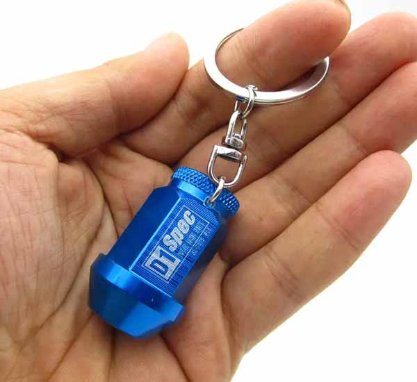 Auto racing sports D1 Spec vehicle car part wheel screw nut keychain key chain keyring