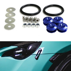 Blue Finish JDM Quick Release Fasteners For Car Bumpers Trunk Fender Hatch Lids Kit.