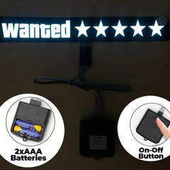 Blue GTA Wanted 5 Star JDM Car Windshield Glow Panel Electric Marker Lamp LED Decoration Flashing Light Sticker