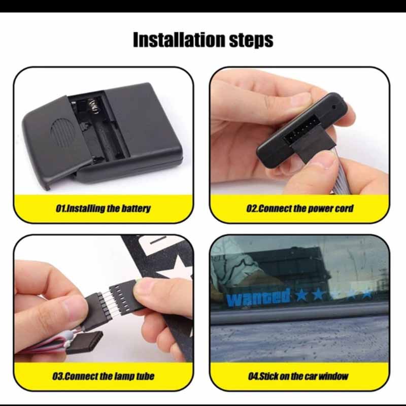 Blue GTA Wanted 5 Star JDM Car Windshield Glow Panel Electric Marker Lamp LED Decoration Flashing Light Sticker