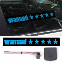 Blue GTA Wanted 5 Star JDM Car Windshield Glow Panel Electric Marker Lamp LED Decoration Flashing Light Sticker