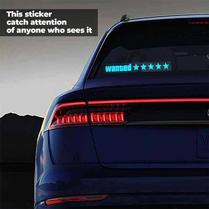 Blue GTA Wanted 5 Star JDM Car Windshield Glow Panel Electric Marker Lamp LED Decoration Flashing Light Sticker