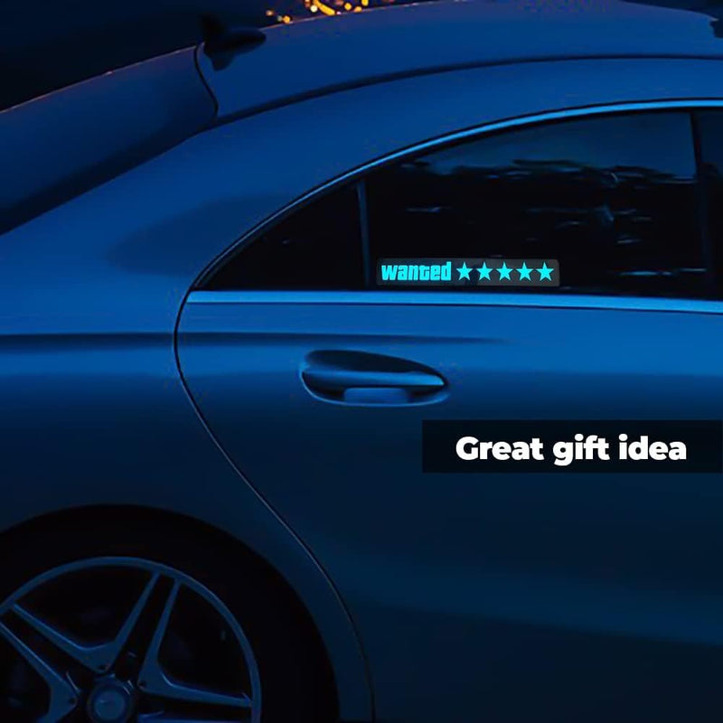 Blue GTA Wanted 5 Star JDM Car Windshield Glow Panel Electric Marker Lamp LED Decoration Flashing Light Sticker