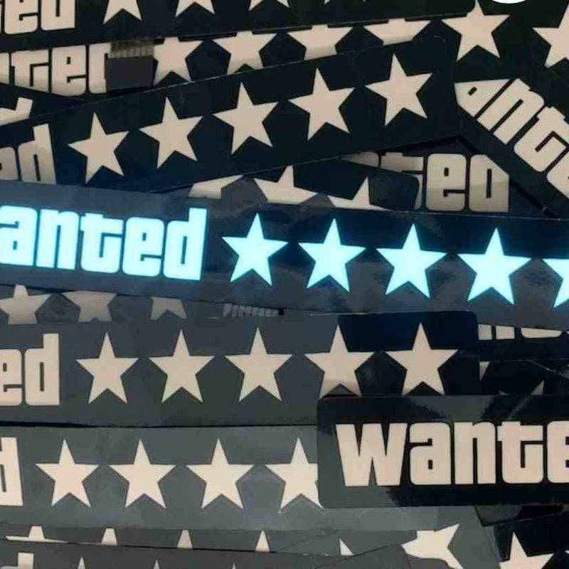 Blue GTA Wanted 5 Star JDM Car Windshield Glow Panel Electric Marker Lamp LED Decoration Flashing Light Sticker