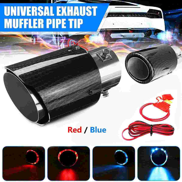 Racing Flame Led Exhaust Muffler Tip Carbon Fiber Racing Automobile Car Tail Pipe Light 2.5 Inch Inlet 4 Inch Outlet - Straight Style
