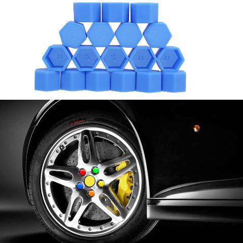 19mm 20pcs Universal Car Silicone Wheel Lugs Nuts Bolts Covers Protective Cap (Blue)