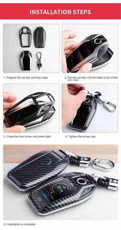 BMW LCD Display ABS Key Cover Case With Keychain