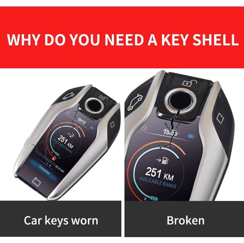 BMW LCD Display ABS Key Cover Case With Keychain