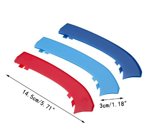 For 14-17 BMW 5 Series (10 Grilles one Side) 3D M Styling 3 Colors Front Grille Trim Motorsport Stripes Grill Cover Performance Stickers 3Pcs