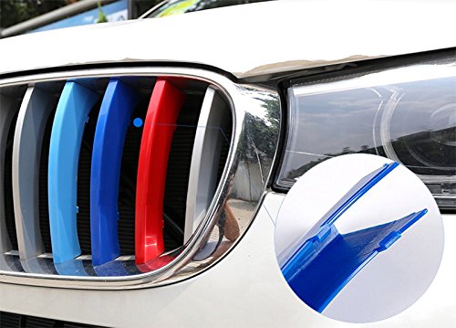 For 11-17 BMW X3 X4 F25 F26 (7Grilles one Side) 3D M Styling 3 Colors Front Grille Trim Motorsport Stripes Grill Cover Performance Stickers 3Pcs