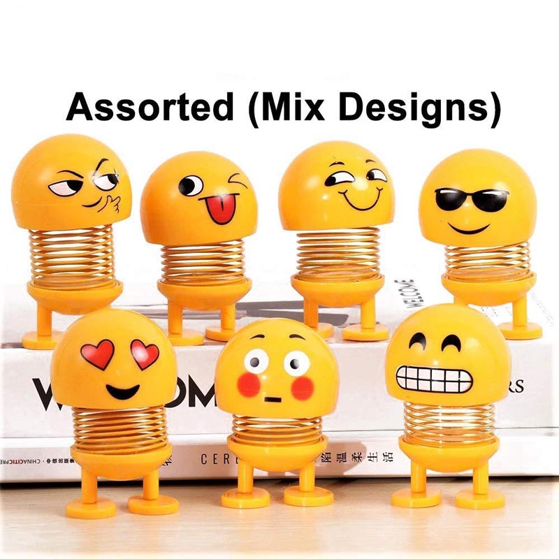 10pcs Assorted Emoji/Smiley Spring Doll for Car Dashboard Bounce Toys, Emoticon Figure Funny Smiley Face Springs for Car Interior Dashboard (BobbleHead)