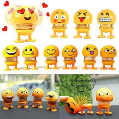 10pcs Assorted Emoji/Smiley Spring Doll for Car Dashboard Bounce Toys, Emoticon Figure Funny Smiley Face Springs for Car Interior Dashboard (BobbleHead)