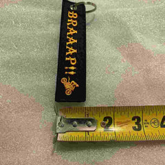 BRAAAP !! READY TO RACE Car Bike Embroidered Fabric Tag Strap Keyring Key Holder