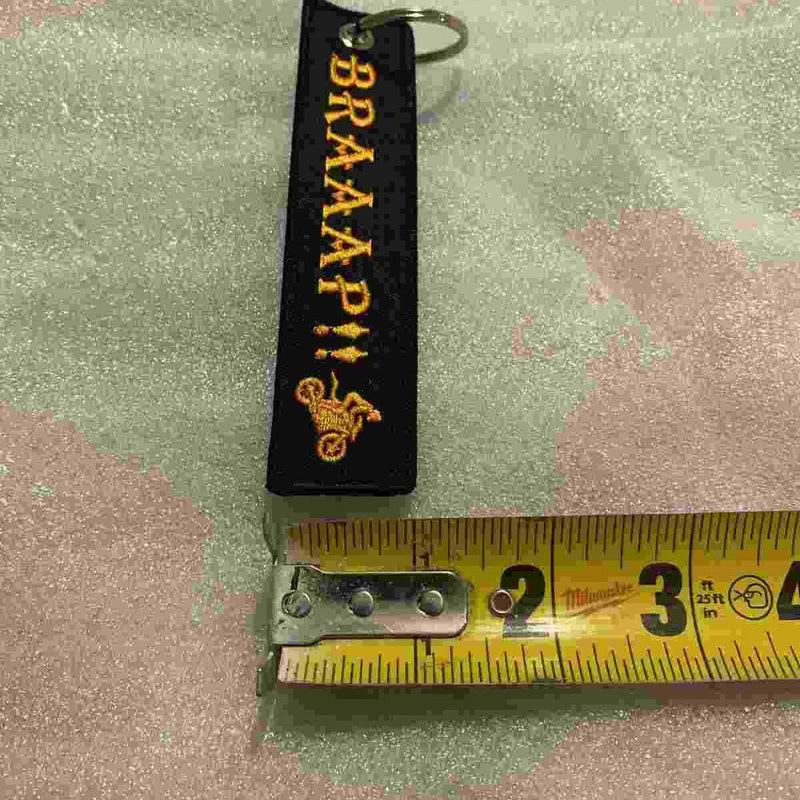 BRAAAP !! READY TO RACE Car Bike Embroidered Fabric Tag Strap Keyring Key Holder