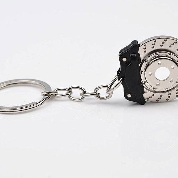 Black Car and Bike Racing Metal Spinning Disc Brake Shape Key chain