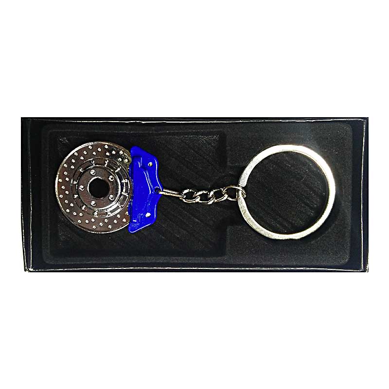 Blue Car and Bike Racing Metal Spinning Disc Brake Shape Key chain