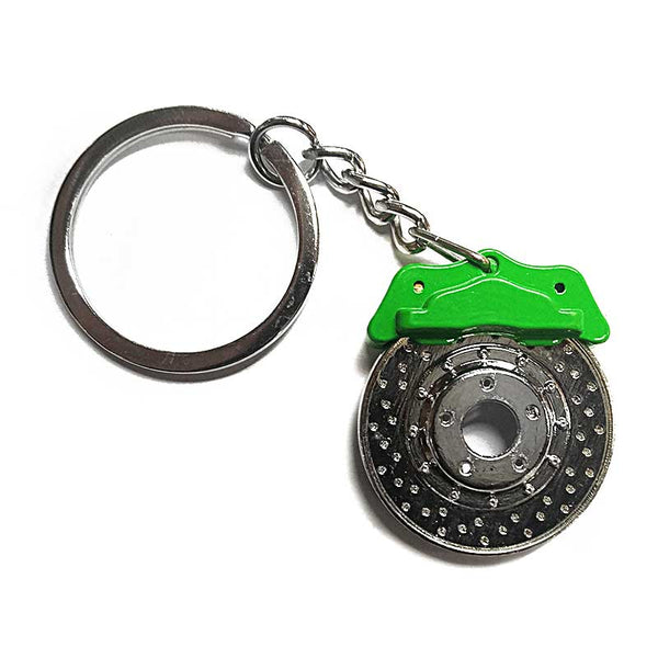 Green Car and Bike Racing Metal Spinning Disc Brake Shape Key chain