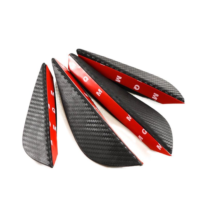 4pcs SMALL Black Carbon Fiber Pattern Trim Bumper Fins Diffuser Canards Splitters Kits