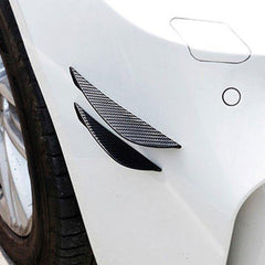 2pcs MEDIUM Black Carbon Fiber Pattern Trim Bumper Fins Diffuser Canards Splitters Kits