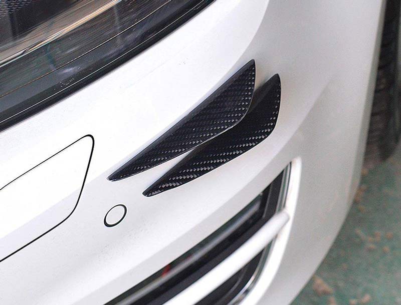 2pcs MEDIUM Black Carbon Fiber Pattern Trim Bumper Fins Diffuser Canards Splitters Kits