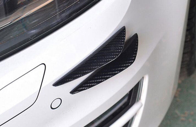 4pcs SMALL Black Carbon Fiber Pattern Trim Bumper Fins Diffuser Canards Splitters Kits