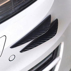 2pcs MEDIUM Black Carbon Fiber Pattern Trim Bumper Fins Diffuser Canards Splitters Kits