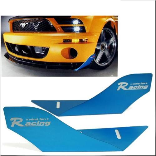 CAR RACING WIND FAN ALUMINUM BUMPER SPLITTER SPOILER WING X 2 PIECES BLUE