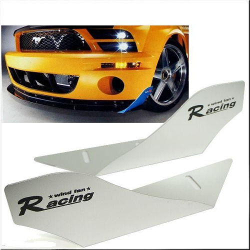 CAR RACING WIND FAN ALUMINUM BUMPER SPLITTER SPOILER WING X 2 PIECES SILVER