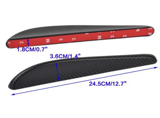 2pcs BIG Black Carbon Fiber Pattern Trim Bumper Fins Diffuser Canards Splitters Kits