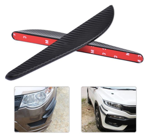 2pcs BIG Black Carbon Fiber Pattern Trim Bumper Fins Diffuser Canards Splitters Kits