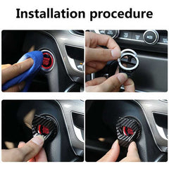 1pc Car Aluminum Engine Start Stop Engine Push Button Protection Cover Trim Sticker