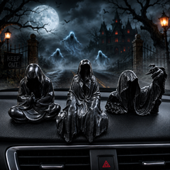 Grim Reaper Rocking Chair Figurine Cute Gothic Mini Statue For Car Dashboard Bookshelf, Desk & Home Decor Funny Resin Shelf Sitter  Gothic Decoration