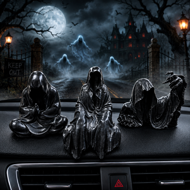 Grim Reaper Rocking Chair Figurine Cute Gothic Mini Statue For Car Dashboard Bookshelf, Desk & Home Decor Funny Resin Shelf Sitter  Gothic Decoration