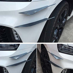 4pcs Universal, Carbon Fiber Color Car Front Bumper Fins Body Spoiler Canards