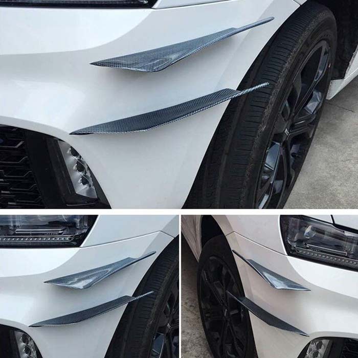 4pcs Universal, Carbon Fiber Color Car Front Bumper Fins Body Spoiler Canards