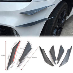 4pcs Universal, Carbon Fiber Color Car Front Bumper Fins Body Spoiler Canards