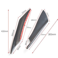 4pcs Universal, Carbon Fiber Color Car Front Bumper Fins Body Spoiler Canards