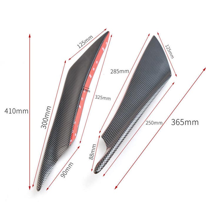 4pcs Universal, Carbon Fiber Color Car Front Bumper Fins Body Spoiler Canards