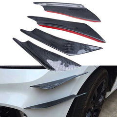 4pcs Universal, Carbon Fiber Color Car Front Bumper Fins Body Spoiler Canards