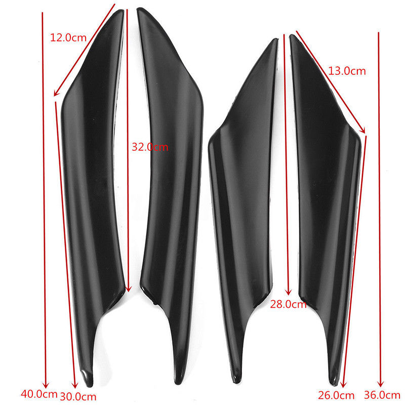 4pcs Universal Black Fiber Color Car Front Bumper Fins Body Spoiler Canards