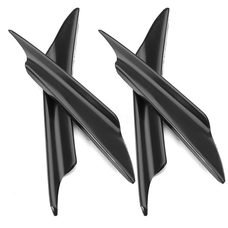 4pcs Universal Black Fiber Color Car Front Bumper Fins Body Spoiler Canards