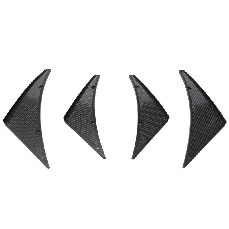 Carbon Fiber Look Canards Kit 4-Piece Front/Rear Bumper Fins Universal Fit