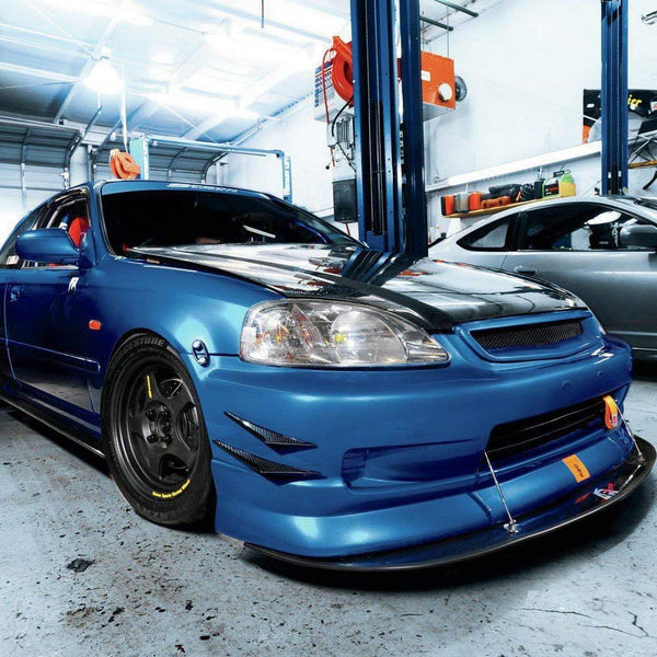 Carbon Fiber Look Canards Kit 4-Piece Front/Rear Bumper Fins Universal Fit